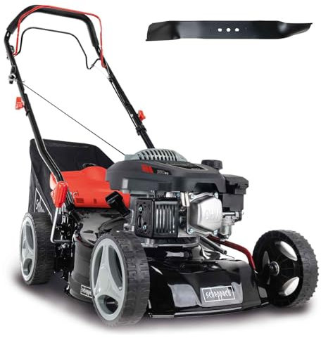 Scheppach Tondeuse à Gazon Thermique MS150-42 | Autotractée - 3,7 CV | Largeur de Coupe 42cm | Raccord Rapide de Nettoyage | Panier 45L | Hauteur - 7 Niveaux | Lame supp. Incluse