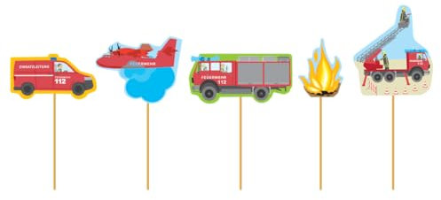 DH-Konzept Feuerwehr Muffin-Picker 10 Stück // Muffindekoration Für die Feuerwehr Party