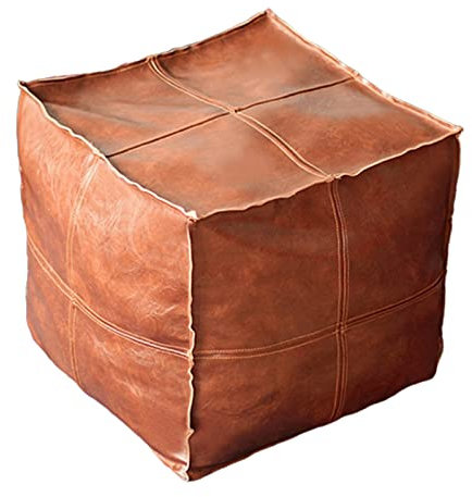 MagiDeal Ungefüllte Sitzhocker Abdeckung, Hocker Sitz Fußhocker Pouf Sitzpouf, Ottoman Fußstütze Abdeckung - eckig Hellbraun
