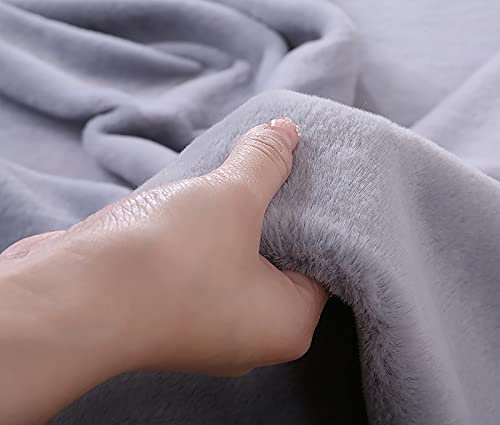 LPLND Qualität Kunstpelz kaninvhen plüschstoff luschstoff Plush Length 8mm kurzhaarig Stoff,Stoff zum nähen Kinder,Meterware(Color:hellgrau)