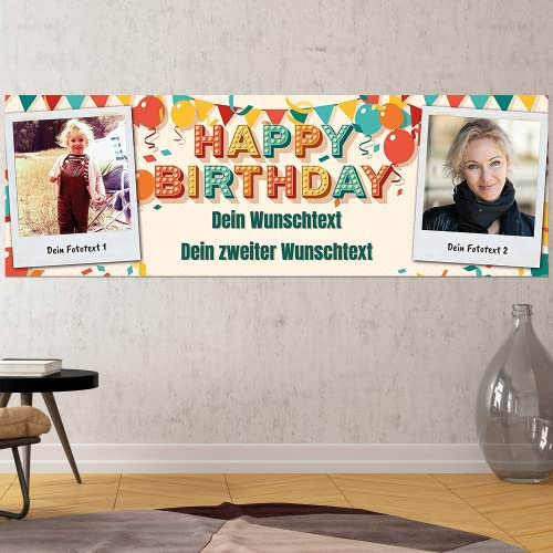 Geburtstags Banner - personalisiert mit Deinen Texten & Fotos | XL - Format (Layout 4)