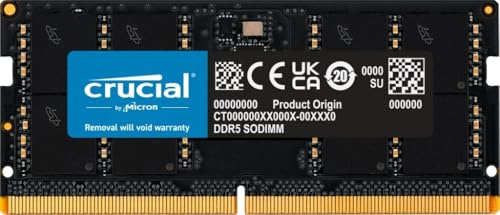 Crucial Accessories PC and Laptop Brand Model 32GB DDR5-4800 Tray SODIMM CL40 (16Gbit)