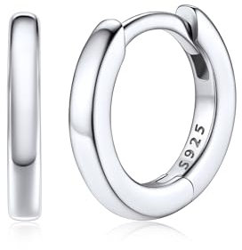 Silvora Kleine Creolen Silber 925 Damen 8mm Mini Ohrringe Creolen Echt Silber Stapelbare Huggie Kreolen Herren Kleine Hoop Earrings Kreis Hypoallergen Ohrschmuck für Weihnachten Geburtstag