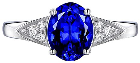Bishilin 925 Silber Ring Damen, Trauringe 4-Steg-Krappenfassung mit Oval Zirkonia Ehering Nickelfrei Verlobung Ringe Silber Gr.48 (15.3)