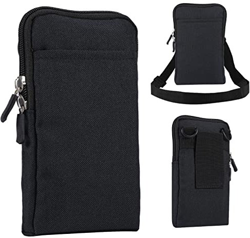 Handytasche zum Umhängen Schwarz, Handy Gürteltasche Herren Klein, Multifunktional Umhängetaschen Schultertasche Universal Smartphone Hüfttasche Brieftasche mit Gürtelschlaufe für Handy unter 6.9 Zoll