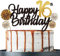 Tortendeko 16 Schwarzes Gold set Doppelseitiges Glitzerpapier Happy Birthday Cake Topper für Geburtstag Deko 16