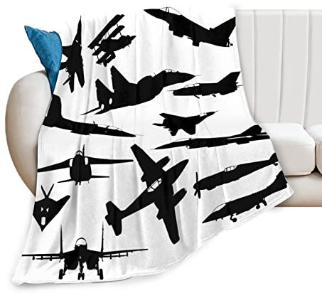 Jet Fighter Flugzeug, weiche Überwurfdecke, für alle Jahreszeiten, Mikroplüsch, dicke, warme Decken, getuftet, flauschig, Flanell, Überwurfdecke für Bett, Sofa, Couch, 152,4 x 127 cm