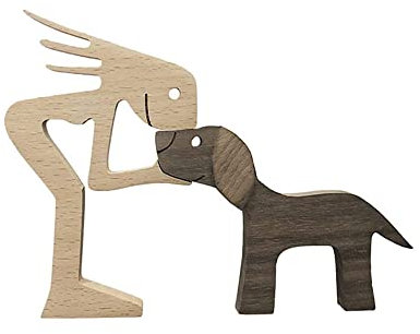 Grehge y Cat Wooden Carving Ornaments Natural Solid Wood Pet Dog Family Crafts Sculpture Decorations Crafts Home Office Desktop(Y178-1)