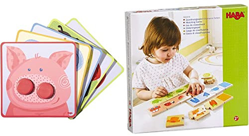 Haba 301059 - Zuordnungsspiel Kunterbunte Tierwelt, lustiges Motorikspielzeug ab 18 Monaten zum Farbenlernen, mit niedlichen Tiermotiven & 300418 - Zuordnungsspiel - Alle Meine Farben