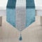 Deggodech Blau Tischläufer mit Quaste 32 x 210 cm Lang Modern Glitter Tischläufer Silber Diamant Table Runner für Küchentisch, Kaffeetisch, Kommode，Weinschrank Dekoration (210cm, Blau)