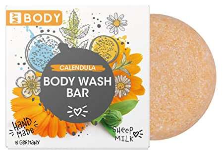 MY BODY handgefertigtes festes Body Wash in Papierschachtel, für alle Hauttypen, Naturkosmetik, ohne Mineralöle und, handgefertigt in Deutschland, Duft: Ringelblume