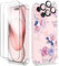 GVIEWIN Compatible with iPhone 15 Case 6.1 2023, with Screen Protectors+Camera Lens Protectors, Non-yellow Flower Clear TPU Slim Bumper Shockproof Anti-Scratch Protective Cover,Peony Flower/Pink