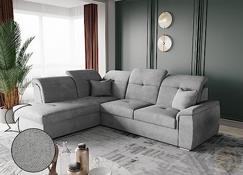 LENART FRIDERIK-EU - Ecksofa mit schlaffunktion und bettkasten [ Links - Grau ] Wohnzimmer Möbel, Sofas & Couches, Eckcouch, Eckcouch mit schlaffunktion, Schlafsofa mit bettkasten