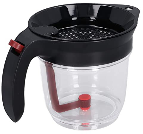 1000ml Fat Separator, Multifunctional ABS BPA Gravy Separator, Portable Grease Separator with Inbuilt Strainer for Cooking Turkey, Meat, Beef, Chicken, Vegetables