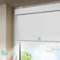 DENFOON Solar Elektrische Rollos Innen,Thermorollo Klemmfix ohne Bohren & mit Bohren,Verdunklungsrollo mit Fernbedienung Wiederaufladbar Akku Rohrmotor Rollo für Fenster Weiß,100x200cm(B x L)