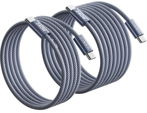 LISEN 240W USB C Kabel, PD 3.1 USB C Ladekabel, USB C auf USB C Kabel | Midnight, 2 Stück/2M+3M | für iPhone 17 Pro Max/iPhone Air/16/15, Samsung Galaxy S26, MacBook Pro/Air, iPad Pro