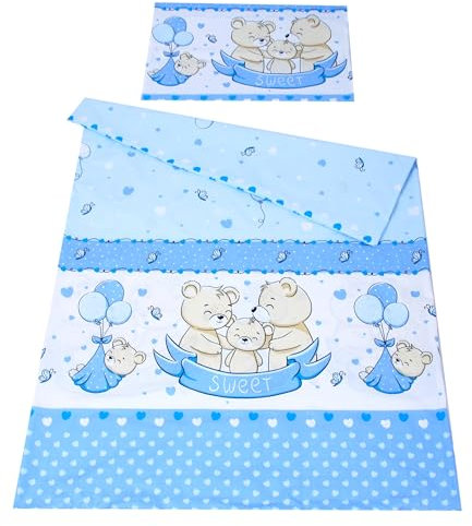 Babylux Bettwäsche Bezug 2 TLG. 100 x 135 cm / 90 x 120 cm Kinderbettwäsche Bettwäsche Kind Bettset Baby Babybettwäsche (135. Sweet Blau, 100 x 135 cm)