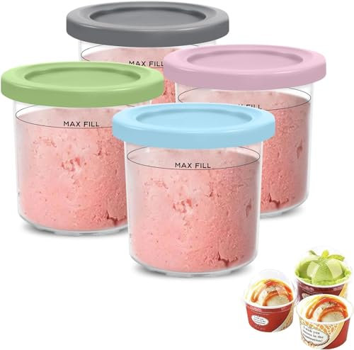 IRWOY 4 Pack Creami Behälter für die Ninja Eismaschine: Ice Cream Storage Containers Creami Pint Behälter für NC301 NC300 NC299AMZ-Serie - Wiederverwendbare Auslaufsicher