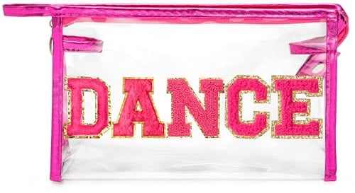 Y1tvei Preppy Patch Kosmetiktasche mit Aufschrift SUN Varsity, transparent, PVC, Reißverschluss, Make-up-Tasche, für den täglichen Gebrauch, Clutch, Geldbörse, tragbar, wasserdicht, Reise-Organizer