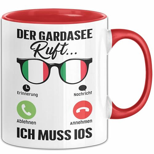 Gardasee Tasse Geschenk Italien Urlaub Der Gardasee Ruft An Kaffee-Becher (Rot)