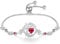 FANCIME Bracelet Arbre de Vie Femme, Argent Sterling 925 Plaqué Or Blanc 14K avec Pierres de Rubis, Bijou Cadeau Anniversaire, Longueur Réglable