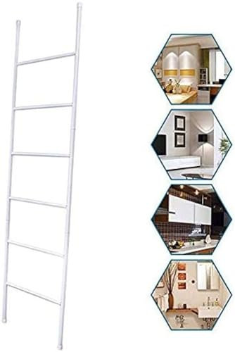 Toallero Estilo Escalera, Escalera para Toallas con Acabado a Prueba de óxido, toallero Independiente, para baño, Sala de Estar, habitación, balcón, Dormitorio, Blanco