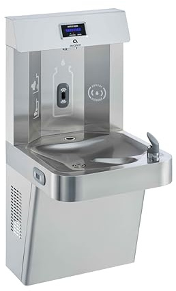 Avalon Wall Mounted Water Fountain with Bottle Filling Station, High Capacity Cooling, Sensor Dispensing, Self Cleaning, Digital Bottle Counter Display, Dual Filtration, ADA Compliant