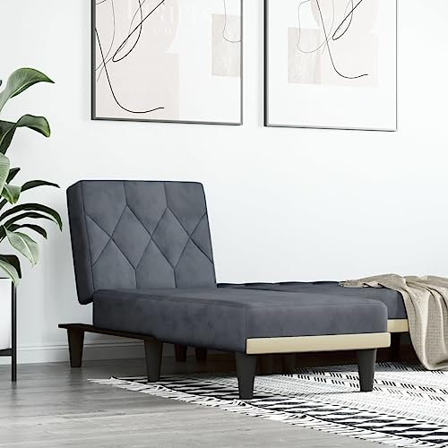 Kangmusi Chaiselongue Dunkelgrau Samt, Grau 352861