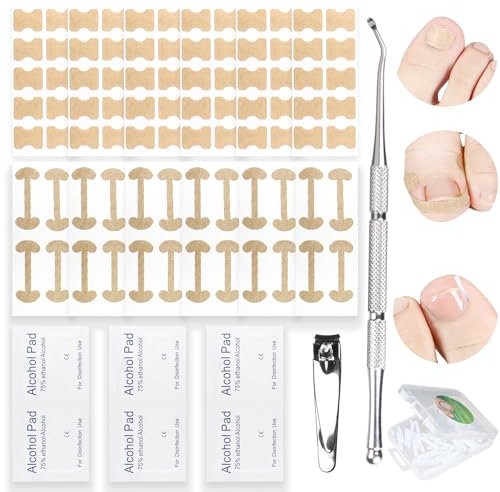 Uñas Encarnadas Pies Corrector Set, Transpirable Parche Uñas Encarnadas Herramientas con Palillo de Uñas, Profesionales Pegatinas Correctoras de Uñas Encarnadas para Prevención de Inflamación