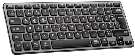 iClever Clavier Bluetooth, Clavier sans Fil, Compact, Ultra-Mince, Rechargeable, Clavier AZERTY Français pour iOS, Mac, Windows, Android,Gris