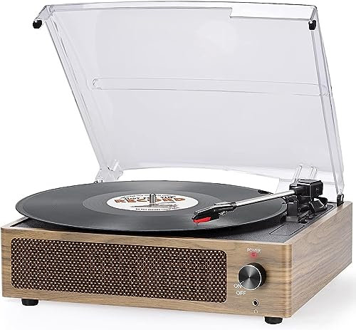 Trynnay Plattenspieler Mit Lautsprecher - Wireless LP Phonograph Mit Eingebauten Stereo-Lautsprechern, 3-Gang-Riemenantrieb, Vinyl Schallplattenspieler, Retro Cyan