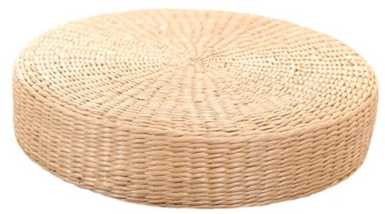 Sharplace Sitzkissen, handgefertigt, gewebtes Meditationskissen, leichtes Pouf-Sitzkissen aus Stroh, Bodenkissen für Kamin, Teezeremonie, Balkon, 50x6cm