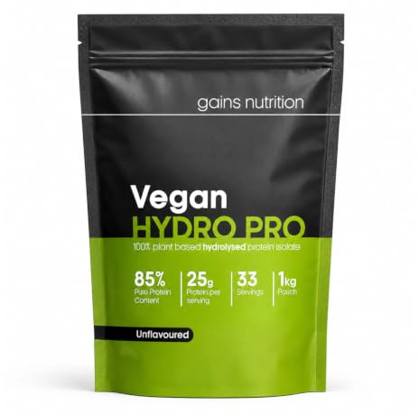GN Vegan Hydro Pro Hydrolysed Protein Powder | 1kg Unflavoured Pea - Hydrolysed Plant Based Protein-Powder | 25g per Serving | Pea-Protein Isolate | Non-GMO & Unsweetened