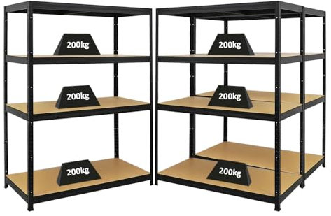 PROREGAL Mega Deal | 3X Schwerlastregal Big Elephant | HxBxT 160x120x60cm | Fachlast 200kg | Schwarz | Kellerregal, Steckregal, Garagenregal, Lagerregal