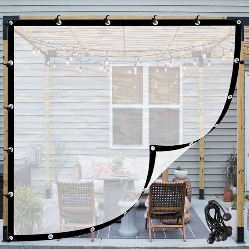 Tende impermeabili per esterni con telone in plastica resistente alle intemperie pannelli laterali per gazebo e pergola personalizzabili trasparenti 6 x 4 m