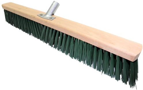 Heavy Duty Garden Broom Head, Outdoor 32″ Synthetic Hard Bristle Sweeping Brush with Metal Bracket for Cleaning Gardens, Yards, Patios, Deckings, Driveways (Green)