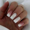 24pcs White Pink Ombre Long Coffin False Nails with Glitter Sequins - Press On & Removable Acrylic Full Cover Nails - Nail Art Accessories for Women