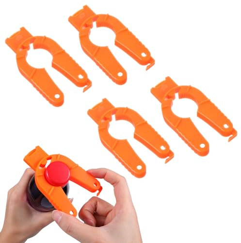 Gjinxi 4 Pack Plastic Bottle Cap Opener, Water Bottle Opener Soda Can Openers, 3 in 1 Multi-Purpose Water Bottles Pull Tab Openers for Arthritic Hands, Seniors