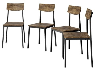 Vicco Esszimmerstuhl Fyrk, Stuhl, Schwarz/Eiche rustikal, 44 x 41 cm 4er Set