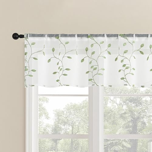 Tolldek 2 tende a pannello, a rami, a foglie, semitrasparenti, in poliestere, semitrasparenti, per cucina, finestre, roulotte, roulotte, 61 x 76 cm (altezza x larghezza x profondità)