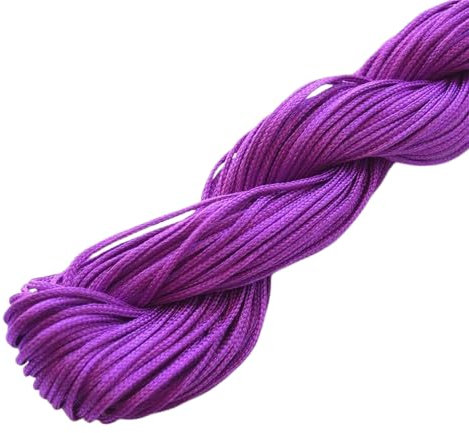 Nvzi 1 mm Satin-Bordüre, chinesische Knotenschnur, Nylon, Makramee-Faden, Rattail-Seidenschnur, Perlenschnur für Halskette, Armband, Schmuckherstellung, Violett