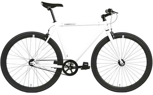FabricBike Original - Single Speed Fixie Bike, 28 Zoll, Fixed Gear, Singlespeed Fahrrad Retro, Fixie-Räder, Hi-Ten Stahlrahmen, 10,45 kg (Größe M). (White & Black, S-49cm)
