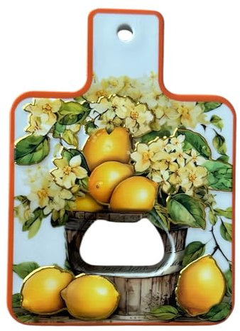 Imanes abrebotellas sicilianos decorativos, diseño de limones y motivos tradicionales, souvenirs de Sicilia (Limoni)