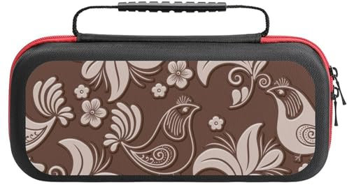 Custodia Rigida Per Nintendo Switch 2Brown Retro Pattern, Chinese Style Con Dock, Case Protettivo Con 20 Tasche, Borsa Trasporto TomtocOne Size