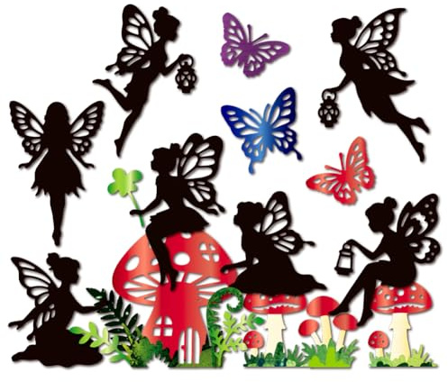 MAYJOYDIY Schmetterlings Feen Metall Stanzformen Pilzhaus Elfen Prägeschablonen Pflanzenprägeschablone Vorlagenwerkzeug Für DIY Scrapbooking Basteln Kartenherstellung Album Geschenkdekor