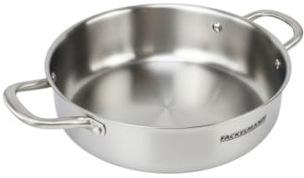 Fackelmann Vita3 Guisera Inoxidable 28 cm, Acero Inoxidable Triply con Triple Fondo Difusor, Sin Antiadherente, Sin PFA, Apta para Inducción, Gas, Vitro y Horno, Sellado Perfecto, Lavavajillas