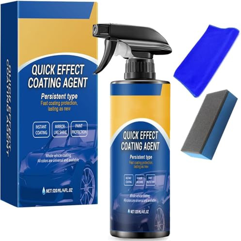 Vtizikl 3 in 1 Car Polish Ceramic Coating Spray | Car Wax Polish with Towel & Sponge | Quick-Acting Auto Paint Protection for High-Gloss, Water Repellent & UV Resistant Finish(1pcs)