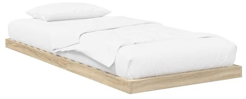 Owoxanthellate Bodenbettrahmen Sonoma Eiche 100 x 200 cm aus Holzwerkstoff Modernes Futonbett mit Lattenrahmen Langlebiges Bettgestell für Schlafzimmer Gästezimmer Loft Bett