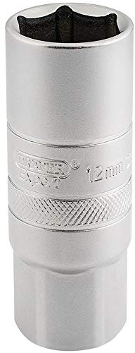 Draper 16782 1/2 Square Drive 12MM Thread 6 Point Satin Chrome Spark Plug Socket, Blue