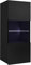 Hängevitrine Calabrini BR05, Grifflose Öffnen Farbauswahl Stauraumvitrine Vitrinenschrank Hochschrank, Wohnzimmer Highboard, Schrank Vitrine (Schwarz / Schwarz Hochglanz, mit blauer LED Beleuchtung)